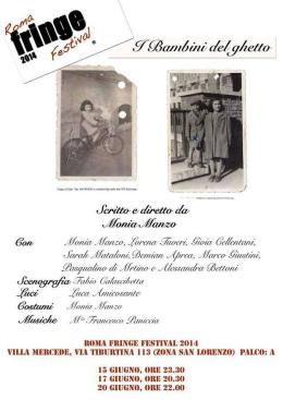 Al "Fringe Festival" va in scena "I bambini del ghetto" di Monia Manzo