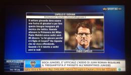 L'intervista di Fabio Capello della Gazzetta Regionale viene ripresa durante il tg delle 21 di Sky Sport 24