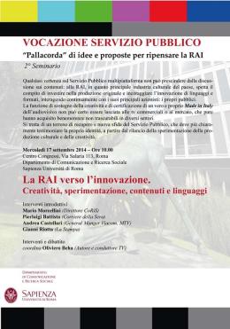 ?“La Rai verso l’innovazione": idee e proposte per ripensare la TV di Stato