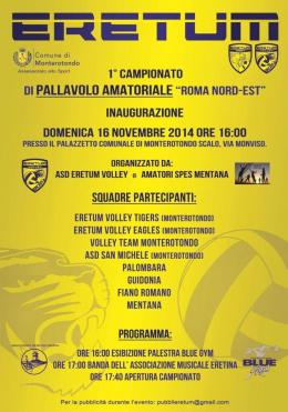 Domenica primo torneo amatoriale organizzato dall'Eretum Volley