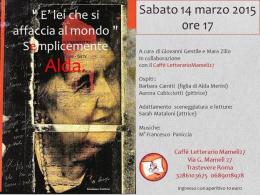 Il 14 marzo a Roma un evento per Alda Merini