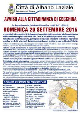 Cecchina, domenica emergenza disinnesco ordigno bellico: le info