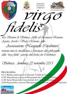 Domenica, l'Arma dei Carabinieri celebrerà la Festa annuale della "Virgo Fidelis"
