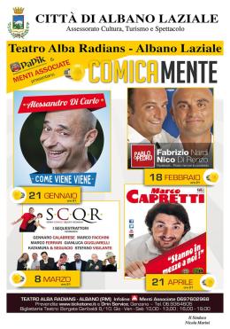 Albano, prende il via Comicamente: dal 21 gennaio all'Alba Radians