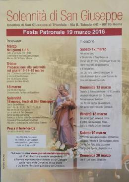 Roma Capitale: da sabato prossimo, al Trionfale, le celebrazioni per S.Giuseppe
