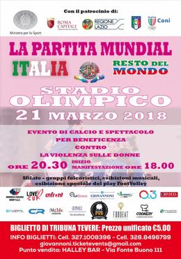 Il 21 marzo all'Olimpico c'è la "Partita Mundial"