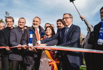 Il Presidente di Asilo Savoia, Massimiliano Monnanni, durante il taglio del nastro &copy;Montespaccato