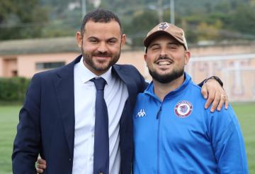 Giuseppe Porcella, tecnico del Frosinone e Fabrizio Tiberti, mister del Trastevere