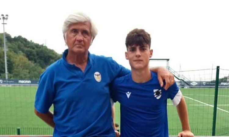Magnanti, classe 2005 della Mundial Football Club, a Bogliasco insieme al dt Bacci (Foto ©Mundial Football Club/FB)