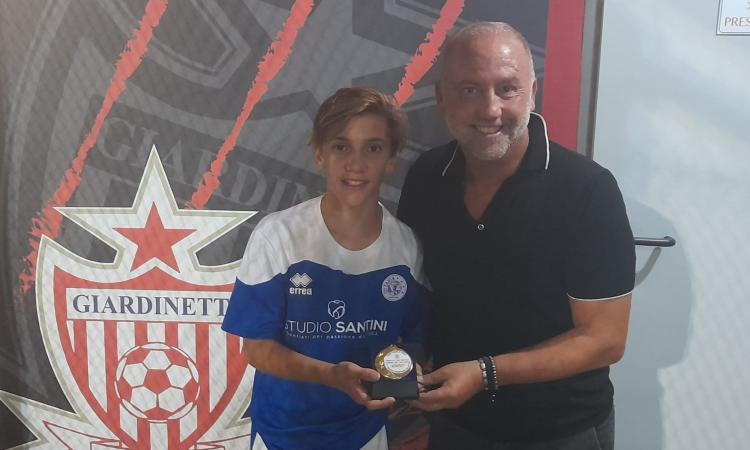 Tommaso Palombi, migliore in campo del match, con il Presidente del Giardinetti Antonio Ranieri