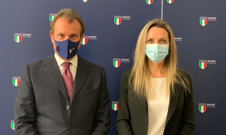 il presidente di Sport e Salute Vito Cozzoli e Sottosegretario con delega allo Sport, Valentina Vezzali