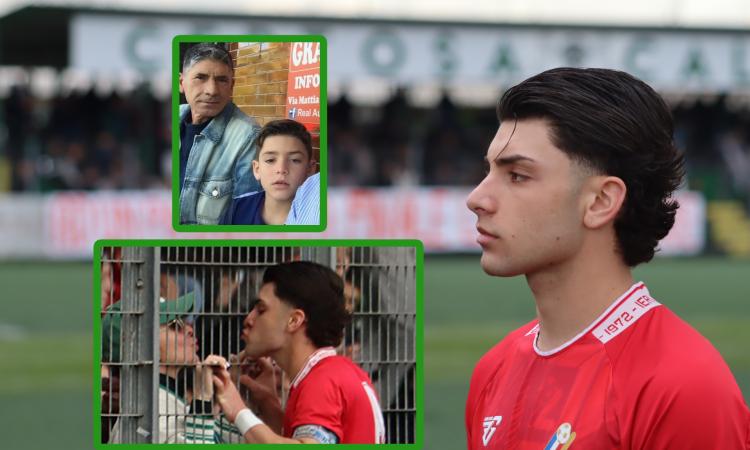 Aquino, sopra un foto con nonno Vincenzo, sotto il bacio a mamma Giulia (Foto ©GazReg)