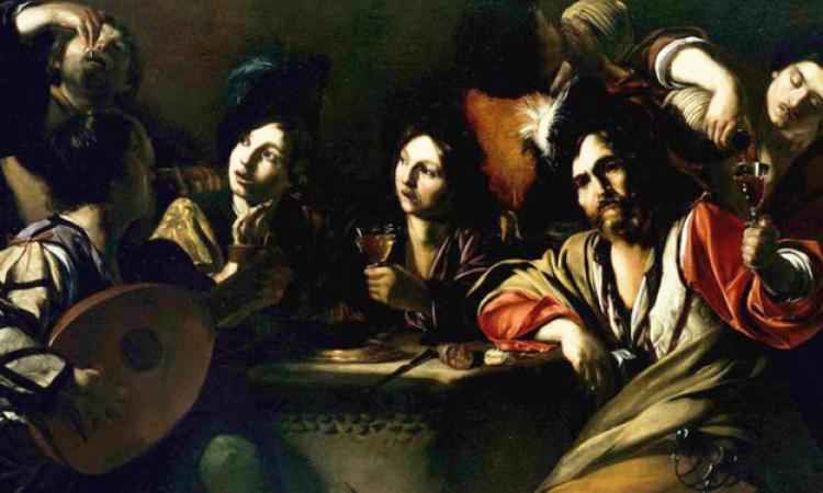 &quot;Riunione di bevitori&quot;, di Bartolomeo Manfredi