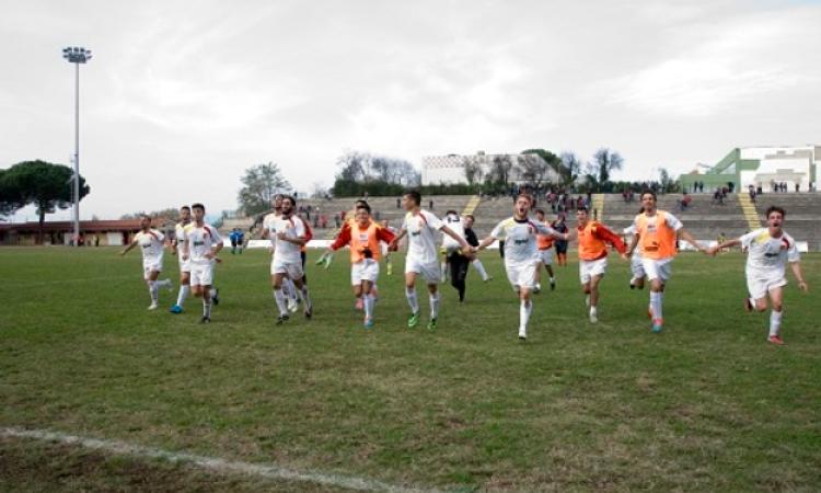 L'esultanza dei giallorossi a fine gara