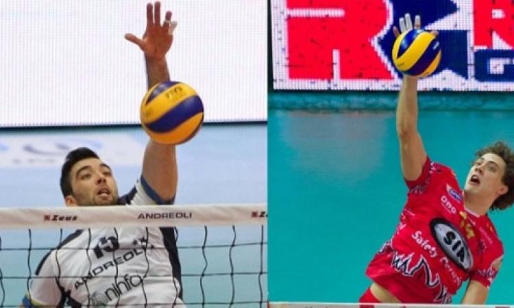 Bocche da fuoco: a sinistra Sasa Starovic (Latina) a destra Aleksander Atanasijevic (Perugia)