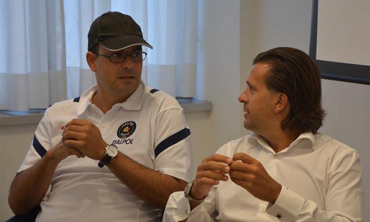 Da sinistra mister Giacomo Bizzarri e il presidente Giulio Gravina