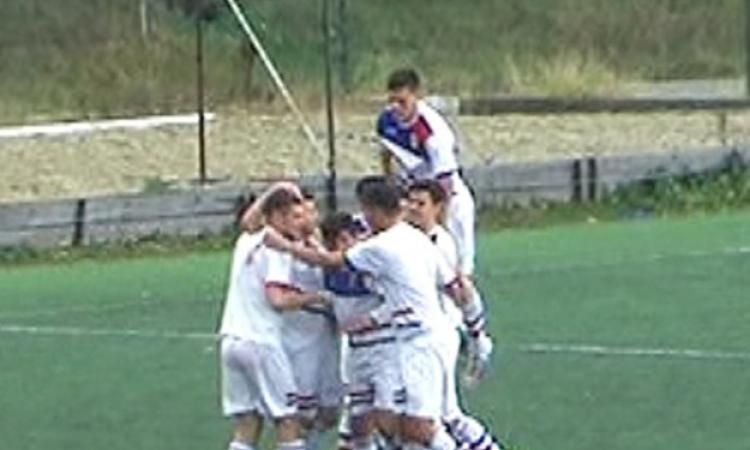 Il Guidonia che esulta dopo il gol di Tiberi