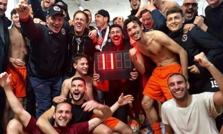 L&amp;apos;esultanza dell Unipomezia dopo la vittoria