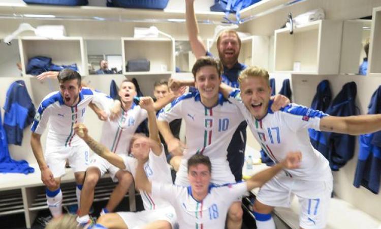 L&amp;apos;esultanza dell&amp;apos;Italia al termine del match ©figc.it