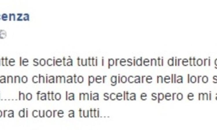 Il messaggio del giocatore su Facebook