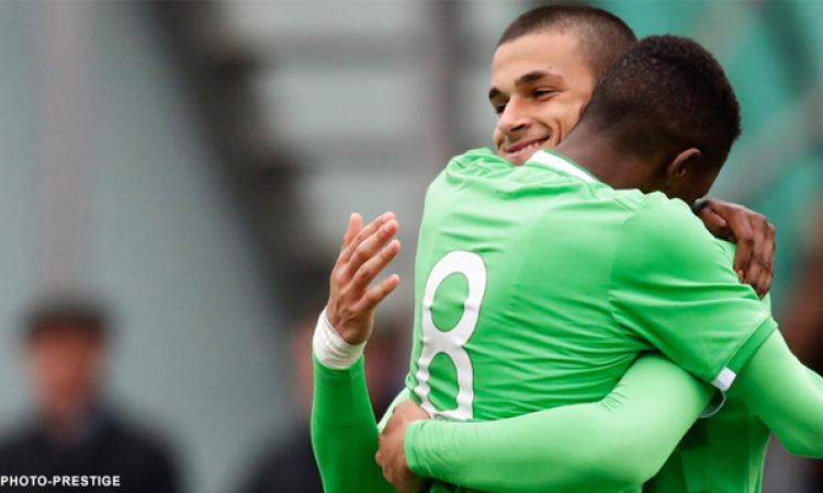 L&amp;apos;ex Roma Gianluca Scamacca esulta dopo il gol siglato con il PSV ©PSV MEDIA/PHOTO PRESTIGE