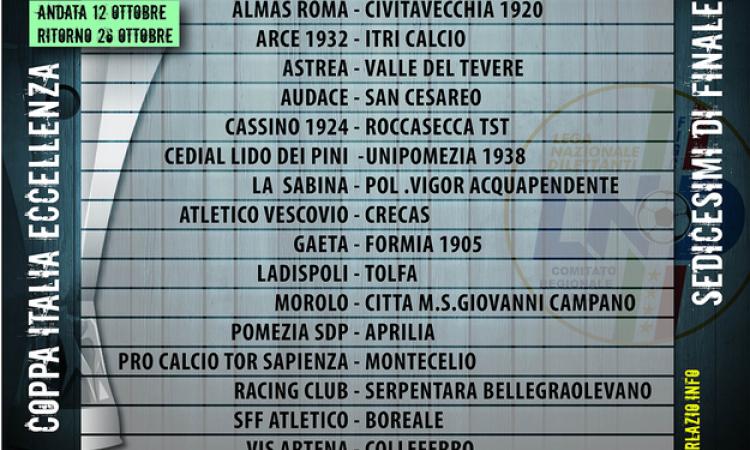 Coppa Italia di Eccellenza: ecco le gare dei sedicesimi