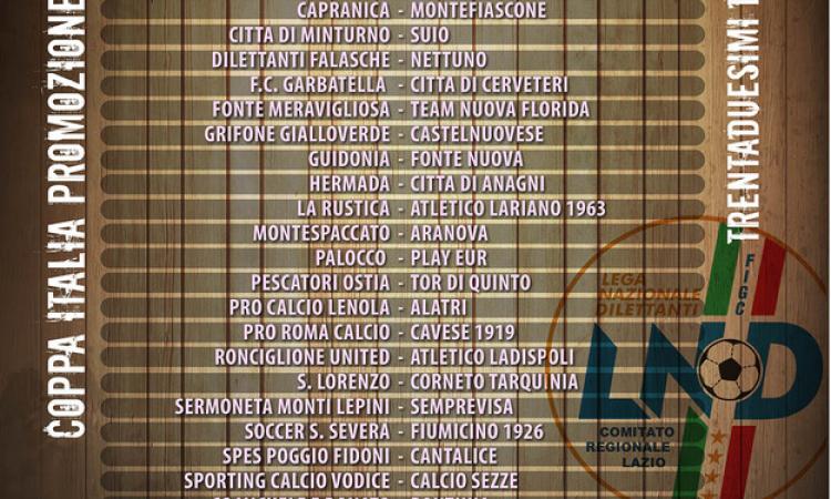 Coppa Italia di Promozione: domani al via i trentaduesimi