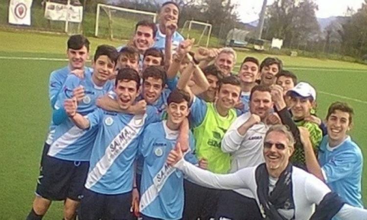 L&amp;apos;esultanza del Segni dopo la bella vittoria nel derby (foto Facebook)