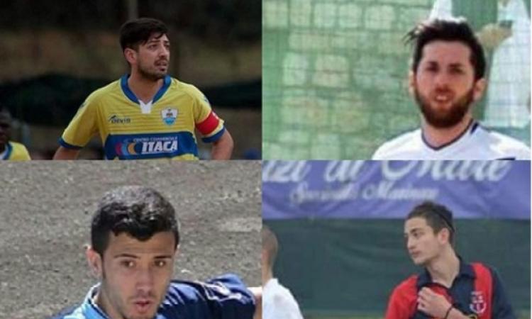 I nuovi acquisti della Pro Calcio. In alto a sinistra Rima, a destra Aniello; in basso a sinistra Giuseppe Iandico, a destra il fratello Antonio