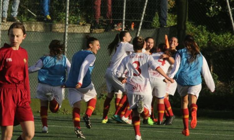 L&amp;apos;esultanza della Res Roma dopo il gol vittoria di Simonetti
