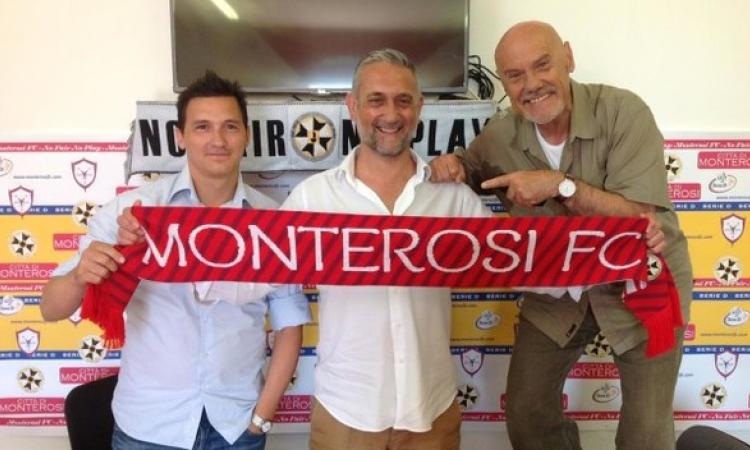 Da sinistra a destra il ds Donninelli, il tecnico Ferazzoli e il Presidente del Monterosi Capponi