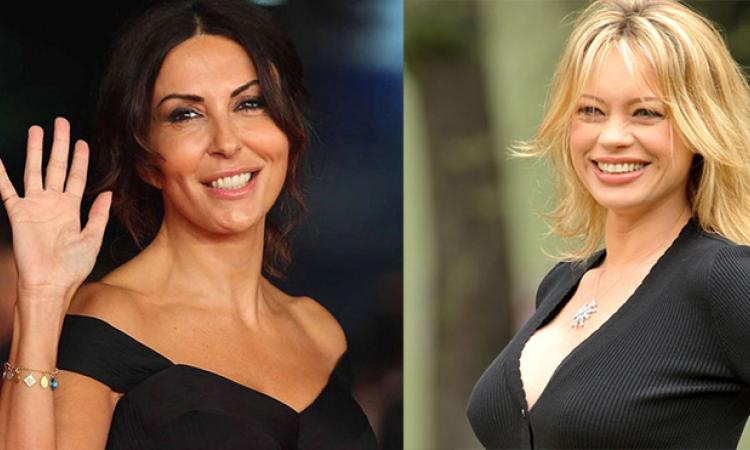 A sinistra Sabrina Ferilli (romanista) a destra Anna Falchi (laziale)