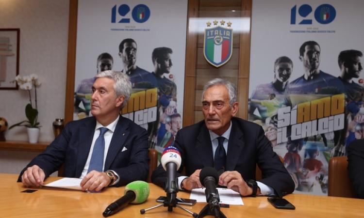 Sulla destra il presidente della FIGC Gabriele Gravina