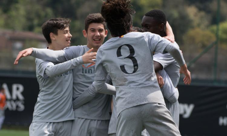 Roma in esultanza contro il Frosinone (FOTO Domenico Cippitelli)