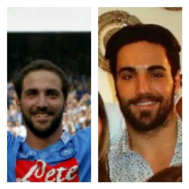 Una foto che testimonia la somiglianza tra Parisi ed il centravanti del Napoli Higuain