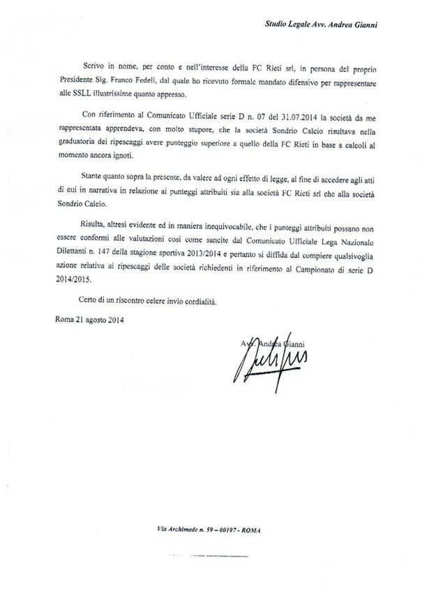 La richiesta di accesso agli atti presentata dall'avvocato Andrea Gianni