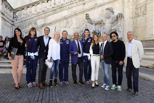 A partire da sinistra Svetlana Celli, Antonella Del Core, Mauro Botticelli, Rosaria Melia, Marco Bonitta, Stefano Dominella, Nadia Centoni, Elisabetta Pellini, Gianluca Meola, Luca Bussoletti, Giancarli Silveri.