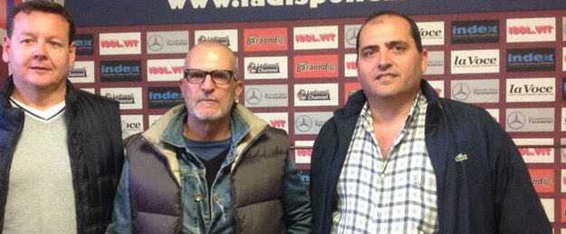 Da sinistra: il ds Paolo Nista, Claudio Solimina e il presidente Paris