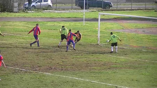 Il gol segnato da Usche nella ripresa, che ha consentito al Fiano Romano di battere la Vigor Perconti