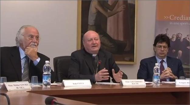 Da sinistra: Italo Cucci, il Cardinale Gianfranco Ravasi e Gaspare Borsellino