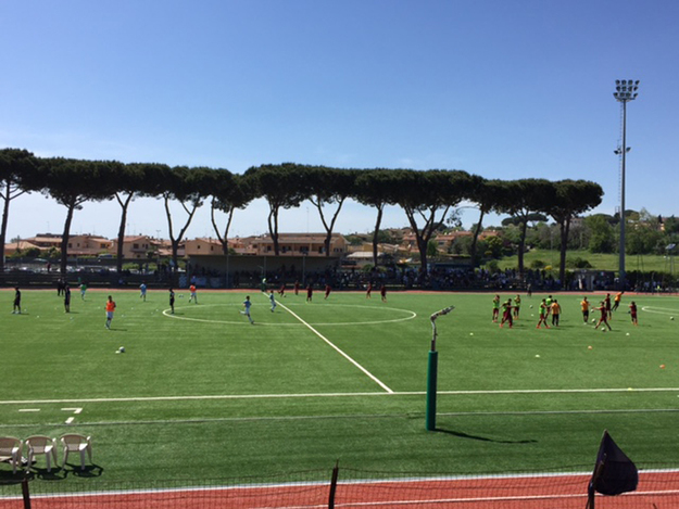Le squadre mentre si scaldano