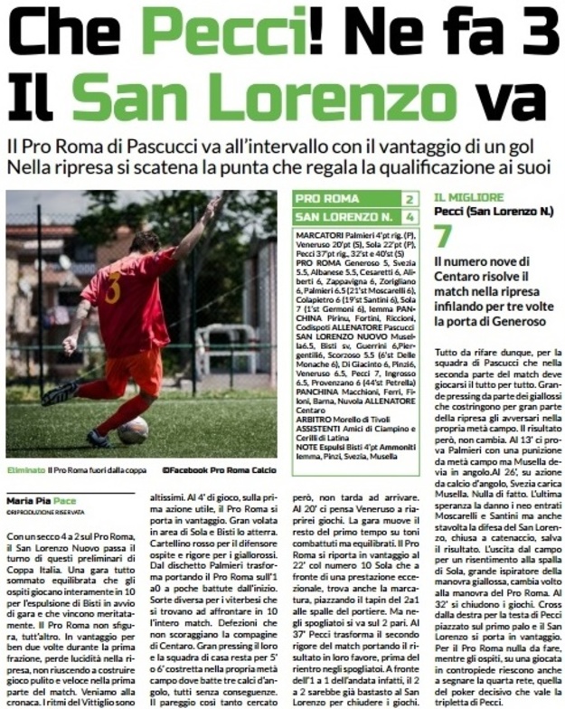 La pagina del nostro giornale digitale dedicata alla gara di Coppa Italia