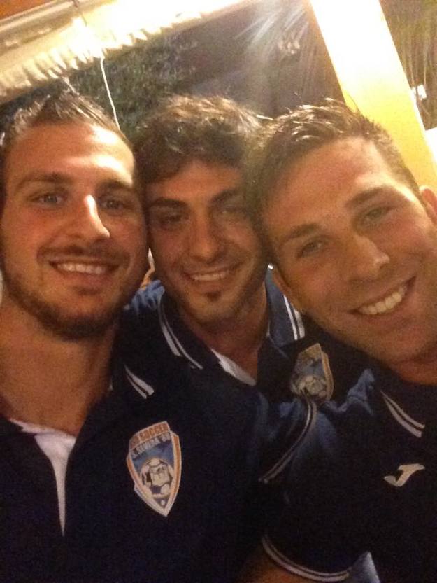 Catracchia insieme ai compagni di squadra Del Monte e Abis (foto Facebook)