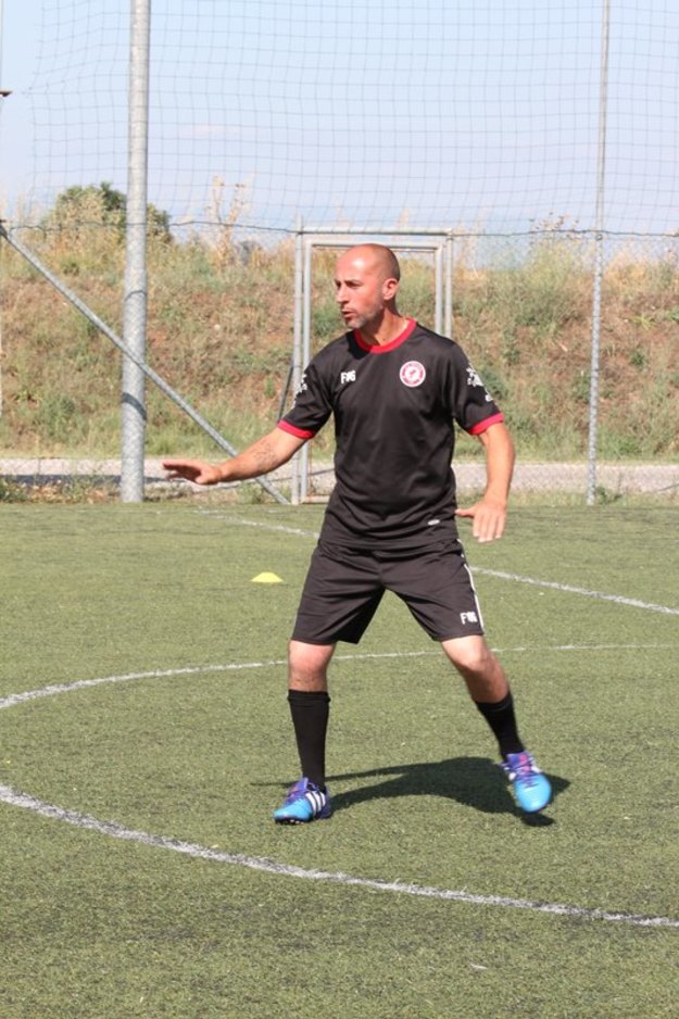 Il tecnico Marco Pellegrini in campo, foto Facebook