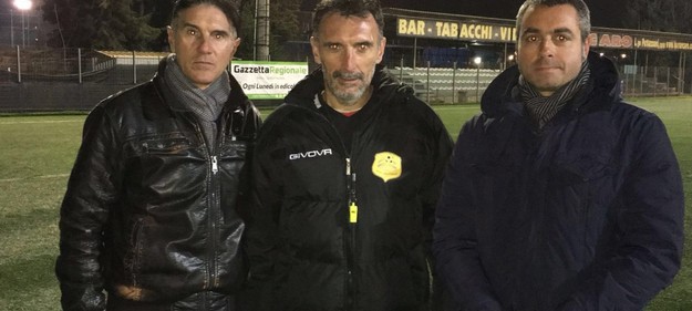 Il tecnico David Centioni con il ds Giannetti e il dg Maoloni
