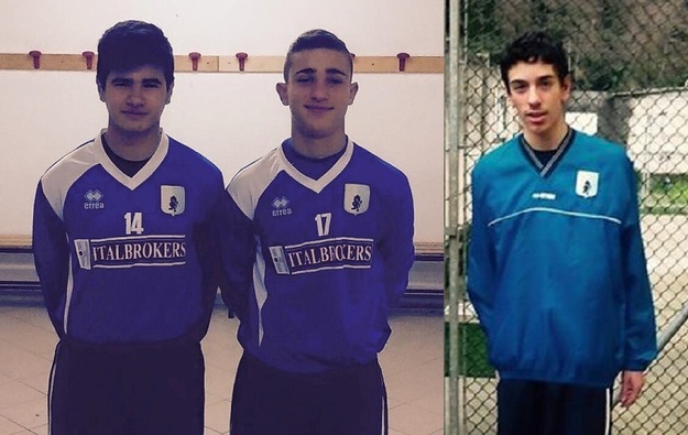Da sinistra: Cancellieri, Mattei e Gentilucci con la maglia della Virtus Entella ©Facebook/AccademiaCalcioRoma