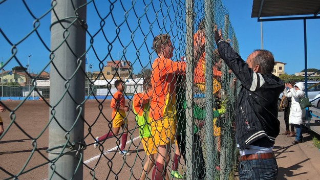 L&apos;esultanza della Totti S.S. a fine partita