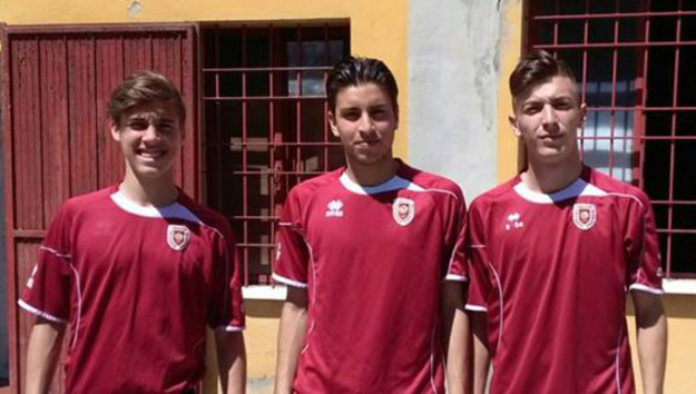 De Marchis (2000), Gamba (1999) e Rossi (2001) con la maglia della Reggiana