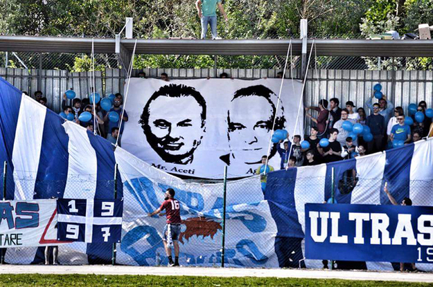 La coreografia degli Ultras Cervaro in onore di Agostino Coletta