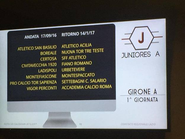 Prima giornata del girone A Juniores Elite
